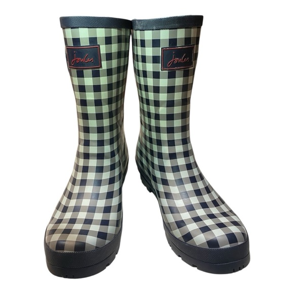 Joules Black and Cream Rain Boots Timeless Design Size 10 - Picture 1 of 10